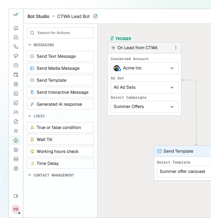 WhatFlare Automation Builder